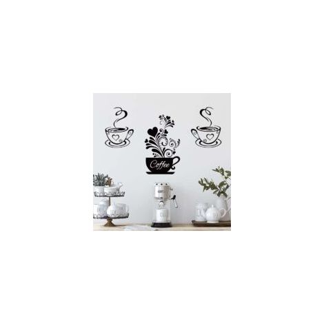 Pegatinas de pared con forma de taza de café, decoración de cocina, adhesivos de pared removibles, decoración de pared con forma de taza de café para el hogar, cocina, comedor, sala de estar, bar, caf