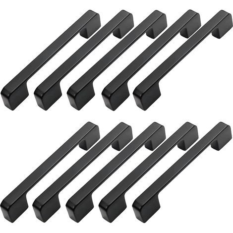 10 Möbelgriffe, 128 mm Lochabstand – Schwarze Küchentürgriffe, Stangengriffe, Schwarze Küchengriffe, 128 mm (1/5)
