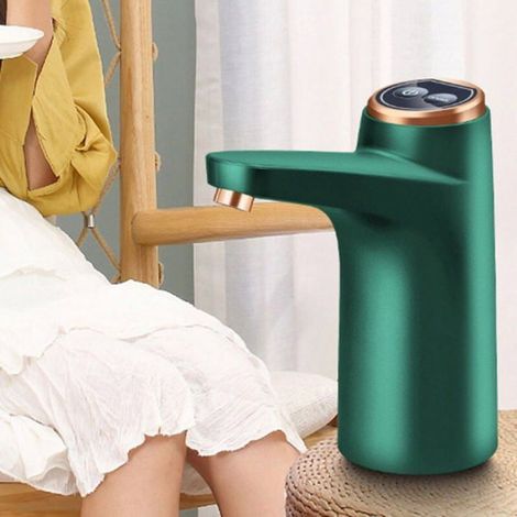 Pompe À Eau - USB Rechargeable - Pour Bouteilles D'eau - 600 Ml Par Déclenchement - 1200 Mah - Acier Inoxydable Et Abs - Blanc Gris Vert (1/5)