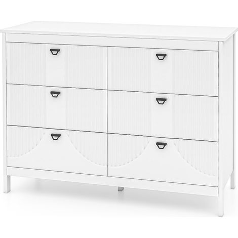 Credenza Comò 6 cassetti cucina stile moderno armadio stoccaggio casa kit anti ribaltamento Bianco (1/3)