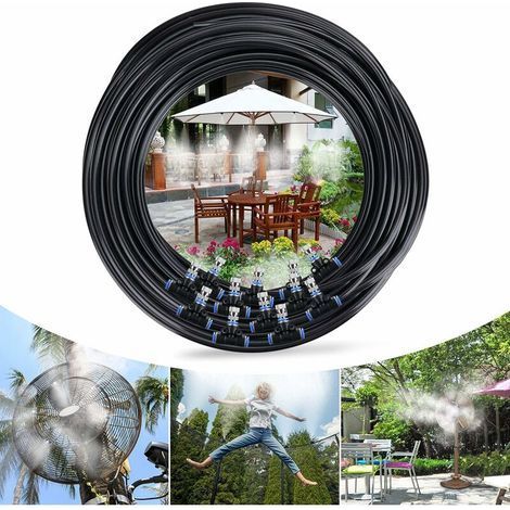 VURAHOME - Système de brumisation. 15M 15 Buse Jardin Brumisation Refroidissement Système d'arrosage Distribution Brumisateur pour Patio Jardin Serre Trampoline pour Parc Aquatique (15M) (1/5)