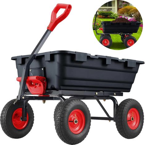 Chariot de jardin basculant (capacité 800 lb) — Brouette robuste en acier avec poignée pivotante à 180° et pneus — Idéal pour cours et jardins (1/5)