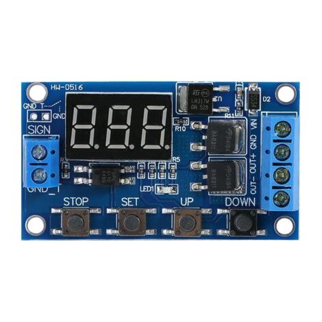Módulo temporizador con relé y microcontrolador de 5V-36V CC, temporizador de cuenta regresiva con pantalla LED digital. (1/5)