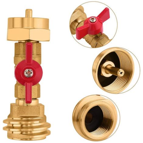 Adaptateur de réservoir de propane de 20 lb à 1 lb avec valve pour bouteilles jetables de 1 lb/16,4 oz
