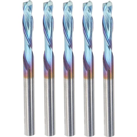5-teiliger Fräser, 2-schneidiger Schaft, Wolframstahl, CNC-gefräst, 3,175 x 12 x 40 mm