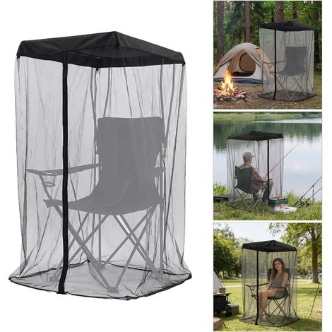 Chaise pliante d'extérieur avec moustiquaire, chaise portable, idéale pour le camping et la pêche, 90 x 82 x 160 cm (1/5)