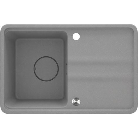 Lavello cucina da incasso in granito con 1 vasca e gocciolatoio 67x44 cm grigio metallizzato - Mira