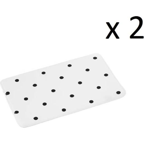 Lot de 2 tapis de bain antidérapant, tapis salle de bain en microfibre avec motif de cercle noir - Longueur 70 x Profondeur 45 cm (1/3)