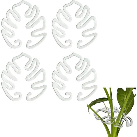 4 Pcs Support pour Plante Monstera,Support de Tige de Plante en Acrylique Transparent pour Croissance Verticale,Support en Forme de Feuille de Monstera pour Favoriser la Croissance des Plantes (1/5)