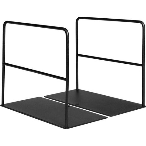 Ensemble de 2 serre-livres - Support de livres - Porte-livres - Support de livres pour adultes - Porte-revues - Moderne - Acier - Noir - 15 x 7 x 13 cm (L x l x H) (1/5)