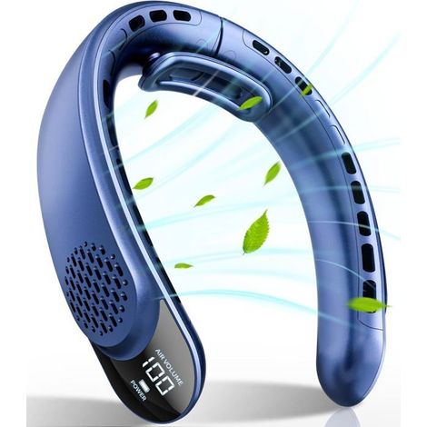 Ventilateur de cou portable - Belle commode - Affichage LED - Batterie rechargeable 4000 mAh - 3 vitesses réglables (1/5)