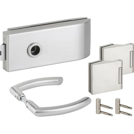 HERMAT Ganzglastürschloss-Set BARI 6141/6325/1804/HZ, Edelstahl