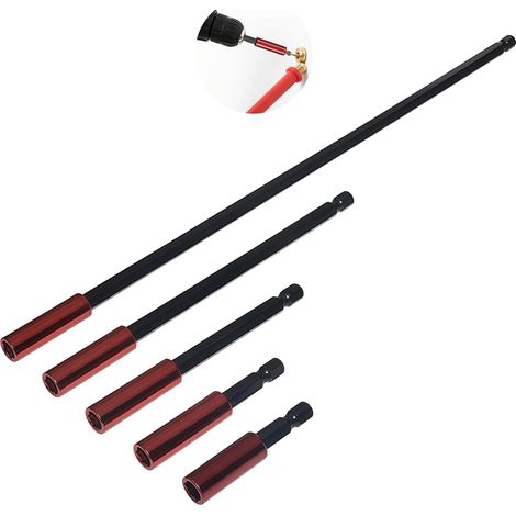 Set di 5 prolunghe magnetiche, porta punte per cacciavite, attacco esagonale da 1/4 di pollice, porta punte lunghe 50/60/100/150/300 mm, per trapani e cacciaviti.