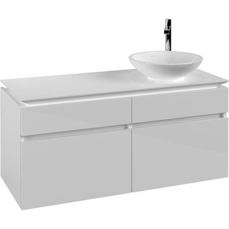 Lavabo VB US Legato 1200x550x500mm 4 tiroirs, vasque à droite, blanc brillant