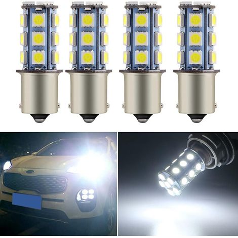 LED Pour Bright voiture exterieur Ampoules Clignotants Feux de Position latéraux 4pcs,1156Ampoules Voiture,12V 18SMD 5050Ch Blanc (1/5)