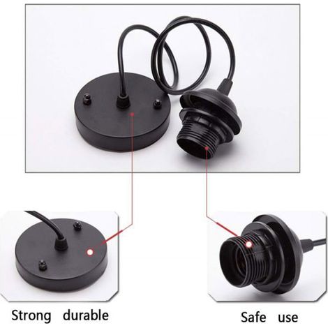 4 pièces Kit de Lustre VintagePorte Lampe Edison Vintage Avec Cable de 100mm Pour Suspension Ampoule，E27 (Noir) (1/5)