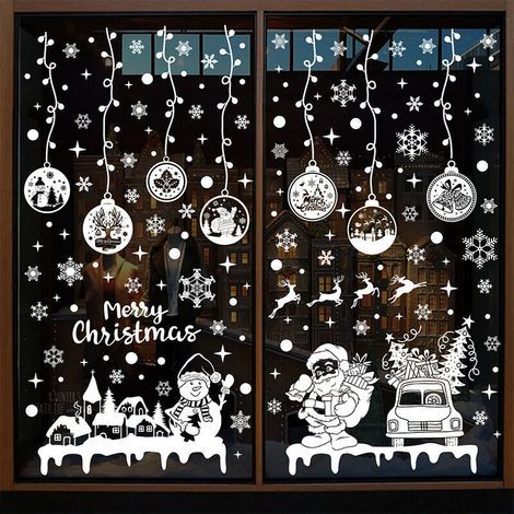 Reusable Christmas Window Cling, Electrostatic PVC Window Decoration, Christmas Window Sticker, Snowflake Indoor Christmas Decoration for Doors and Shop Windows (1/5)