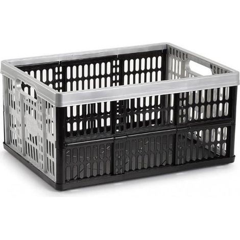 PLASTICFORTE caja plegable 32l 48x35x23 cm plata , Caja plegable 32 litros 48 x 35 x 23 cm plataTiene dos asas laterales para ayudar a su transportePlástico de calidad, reu (1/4)