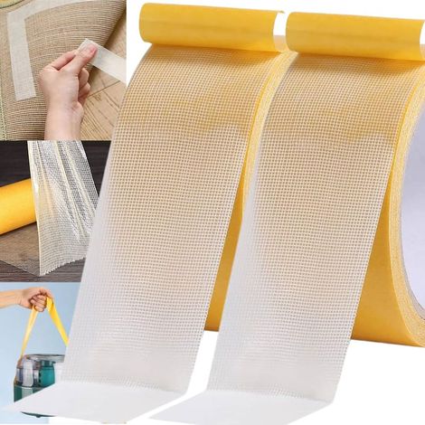 2 morceaux de ruban adhésif double face résistant, ruban adhésif pour tapis, sans résidus, adapté aux tapis,au bois et au sol (51000CM) (1/5)