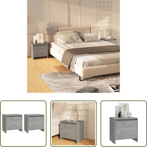 vidaXL Betonfarbe - Nachttische 2 Stk. Betongrau 45x34x44,5 cm Holzwerkstoff (1/5)