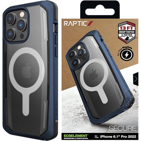 Raptic X-Doria Secure Case iPhone 14 Pro mit MagSafe-Schutzhülle, blau (1/5)
