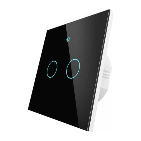 Interruttore Da Parete Touch 2 Tasti, WIFI 2.4G+BLE+RF 433MHz, Bluetooth BLE Mesh TUYA, Smart Life, 10A, AC 90-250V, 50/60HZ, 86X86X30mm Per Scatola 502, IP20, Nero, SH9442B