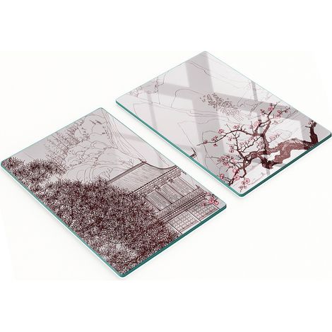 Taglieri da cucina in vetro con grafica paesaggistica cinese, 2x40x52 cm (1/5)