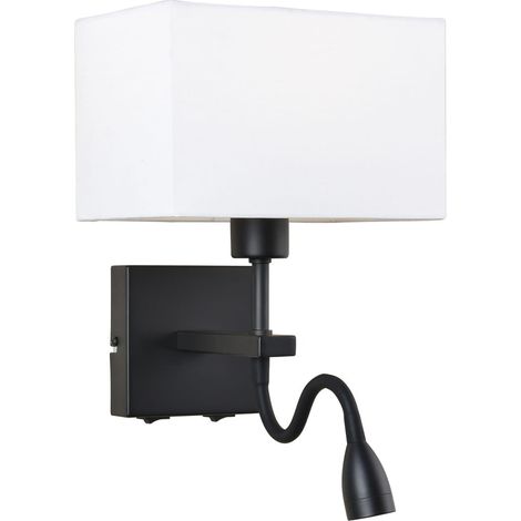 Applique murale Italux Norte noir mat, liseuse LED