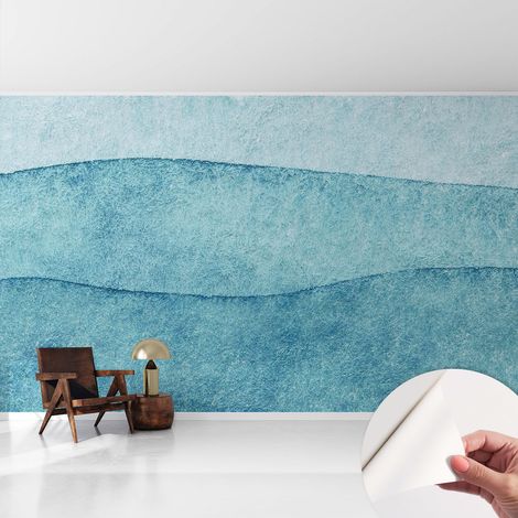 Fotomurale adesivo - murale da parete - Carta da parati autoadesiva - design parete moderno - Onde blu 416x254 cm (1/5)