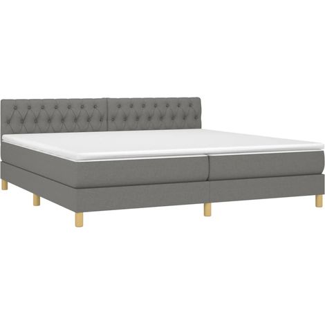 Struttura letto LED con testiera boxspring materasso 200x200 cm tessuto grigio scuro TDL0208291