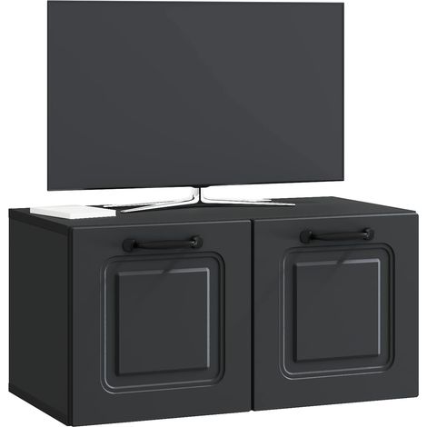 Maison Exclusive - Meuble TV mural Noir 59,5 x 31 x 30 cm Bois d'ingénierie