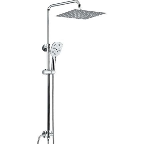 Colonna doccia senza miscelatore, colonna doccia cromata con soffione quadrato 30 x 30 cm per vasca, altezza regolabile con soffione in ABS (1/5)