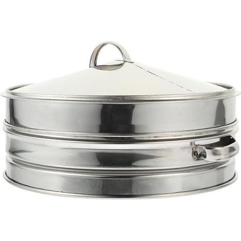 Panier vapeur en inox de 26 cm avec couvercle pour raviolis et dim sum - Cuiseur vapeur domestique (1/4)