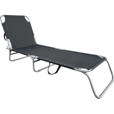 3-Bein Gartenliege klappbar mit Tragegurten - dunkelgrau - Relax Sonnenliege mit 4-fach verstellbarem Rückenteil -  Liege für Camping Garten Pool Spa Wellness