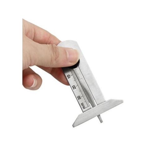 Reifendruckmesser, Tragbarer Autoreifen-Tiefenmesser aus Edelstahl, Einstellbarer Tiefenmesser mit Feststellschraube, 0-30 mm (1/4)