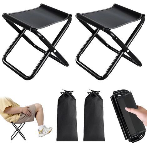 Campinghocker, 2-teiliger tragbarer Campingsitz (30 cm), faltbarer Campinghocker, Angelstuhl, Mini-Klappstuhl, für Reisen, Angeln, Garten, Grillen, Strand (1/5)