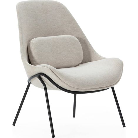 Fauteuil confort métal tissu - Noir/Beige - Beige nuancé chic et sobre (1/4)
