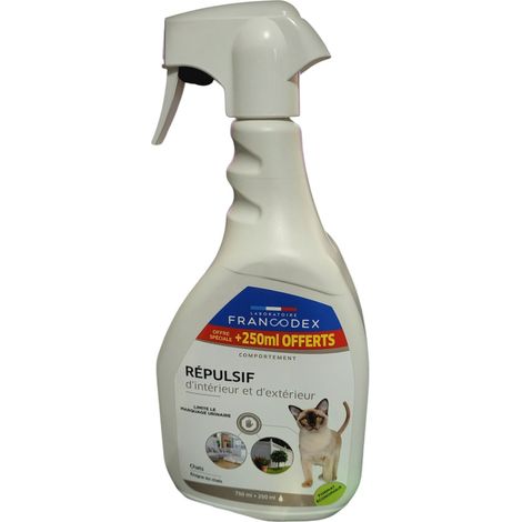 Répulsif d'Intérieur et d'extérieur spray de 750 ml + 250 ml, Pour Chats - Francodex (1/3)