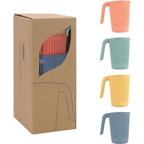 Lot de 4 gobelets incassables avec anses, gobelets en plastique, ensemble de gobelets réutilisables pour le camping, gobelets pour enfants, gobelets e (1/5)