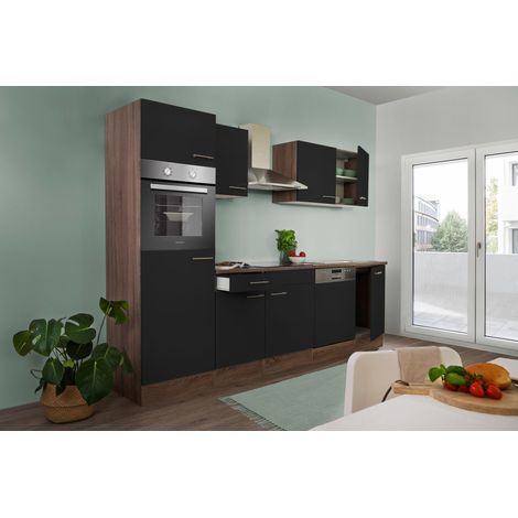 Cuisine Kitchenette Chêne York Noir Oliver 280 cm Respekta