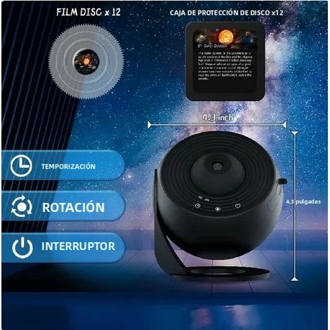 (Noir) Veilleuse étoilée à projection galaxie LED rotative à 360° pour planétarium (1/5)
