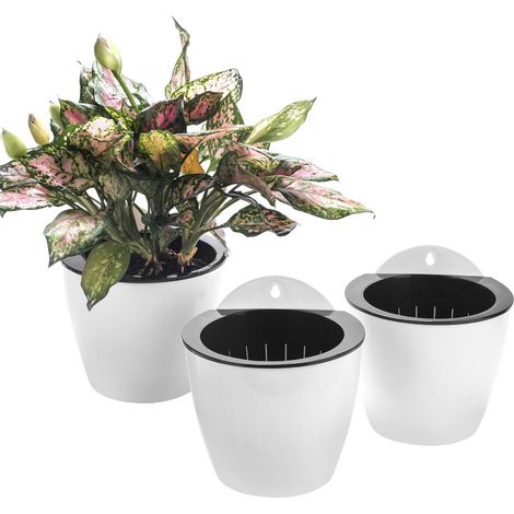Lot de 3 Pots de jardinière Suspendus à arrosage Automatique Fenêtre de Jardin Verticale Montage Suspendu Herbes de Cuisine Balcon Balustrade Étagère Clôture Chambre Treillis (3Grand) (1/5)