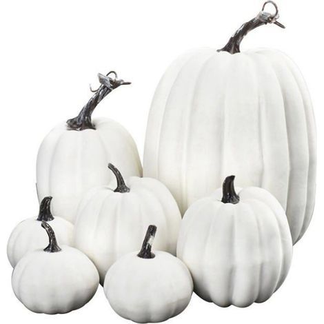 Citrouille Artificielle - En Mousse Écologique - Pour Décoration Halloween et Automne - 7 Pièces Blanc et Jaune (1/5)