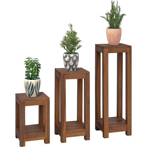 Maison Exclusive - Supporto per piante 3 pz Naturale 25 x 25 x 80 cm (1/5)