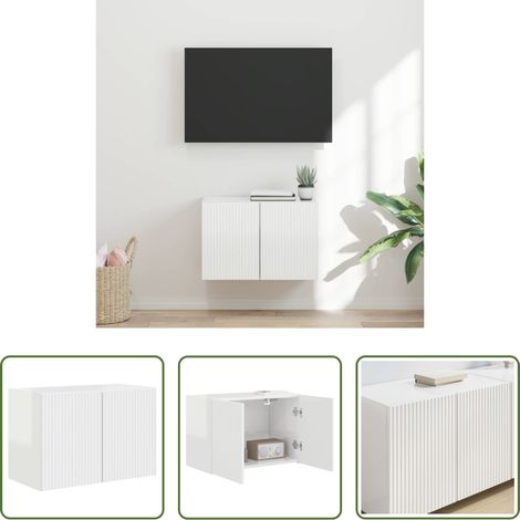 vidaXL Hochglanz Weiß - TV-Wandschrank Hochglanz Weiß 59,5 x 31 x 40 cm Holzwerkstoff (1/5)