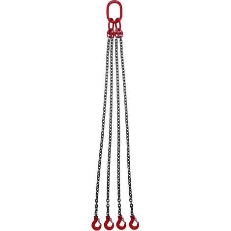 Gojoy – Chaîne à 4 brins 1,5 m – Acier allié G80 – Diamètre 8 mm – Résistant à l'usure – Charge utile 5 tonnes pour levage en milieu industriel (1/5)