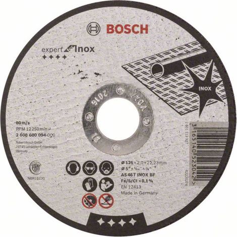 DISCO METALLICO BOSCH 125mm x 2.0mm x 22mm EXPERT PER INOX