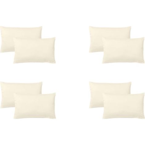 KLULK Set 8 Federe Per Cuscini Per Bambini 40x60 Cm,In Puro Cotone 100% Fibra Naturale In Tinta Unita Panna Made In Italy (1/5)
