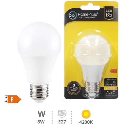 AMPOULE LED E27 STANDARD - 8W BLANC BRILLANT