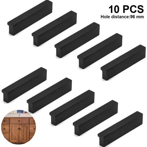 Lot de 10 poignées de meubles (portes, bars, placards, tiroirs), noires, 96 mm. (1/5)